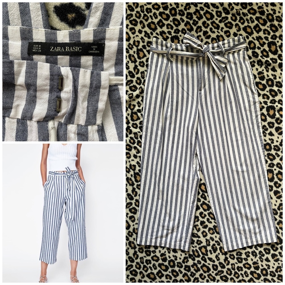 Zara basic striped capri trousers - medium